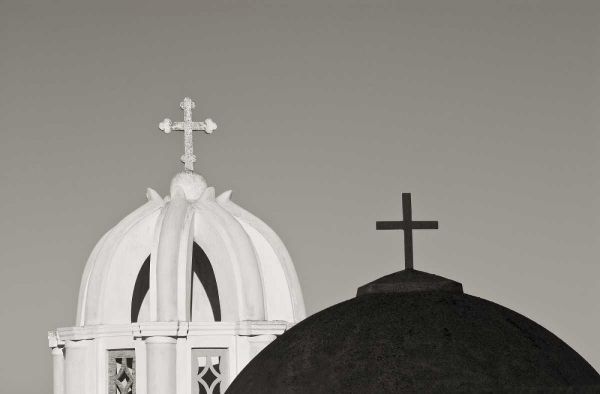 Greece, Santorini Church steeples and crosses